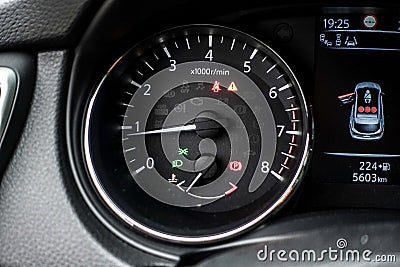 Car interior detail engine speed Stock Photo