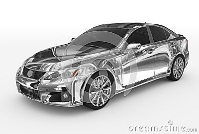 Car isolated on white - chrome, tinted glass - front-left side v Stock Photo