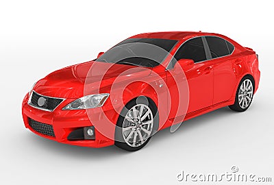 Car isolated on white - red paint, tinted glass - front-left sid Stock Photo