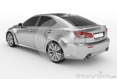 Car isolated on white - silver, tinted glass - back-left side vi Stock Photo