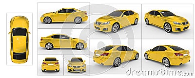 Car isolated on white - yellow paint, tinted glass - collection Stock Photo