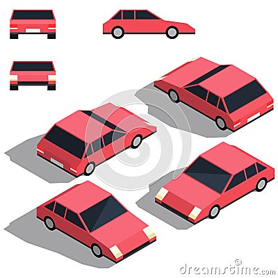 Car isometry. Low detailing isometric view of the cars Stock Photo