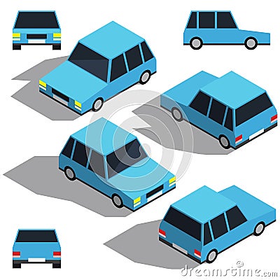 Car isometry. Low detailing isometric view of the cars Stock Photo