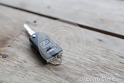 Car key on wooden background Stock Photo