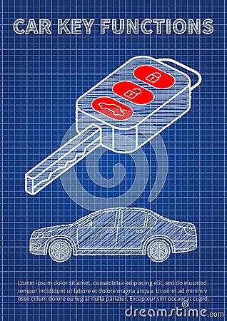 Car key functions vector illustration Vector Illustration