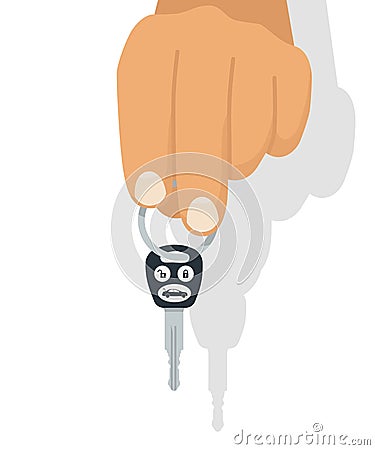 Car key in hand. Vector illustration flat design Vector Illustration