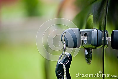 Car keys in a lock Stock Photo