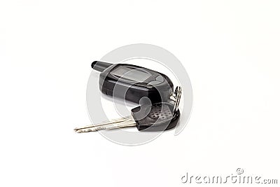 car keys with remote control by alarm on a white background Stock Photo