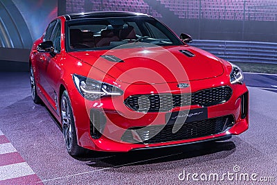 Car kia stinger color red Editorial Stock Photo