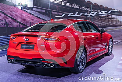 Car kia stinger color red Editorial Stock Photo