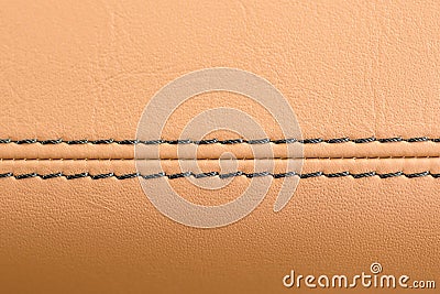 Car leather background with stich. Stock Photo