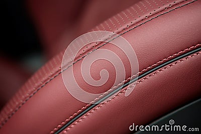 Car leather seat material with stich. Stock Photo