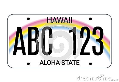 Car license hawaii plate. Aloha state vector license plate usa template Vector Illustration