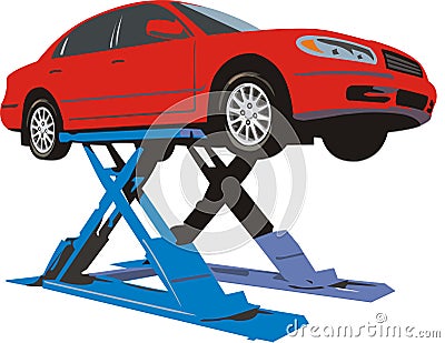 Car on lift Vector Illustration