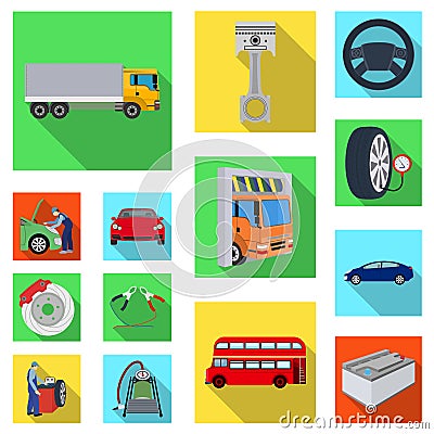 Car, lift, pump and other equipment flat icons in set collection for design. Car maintenance station vector symbol stock Vector Illustration