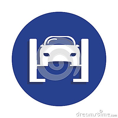 Car lifted icon in badge style. One of Car repair collection icon can be used for UI, UX Stock Photo