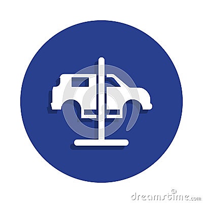 Car lifted icon in badge style. One of Cars repear collection icon can be used for UI, UX Stock Photo