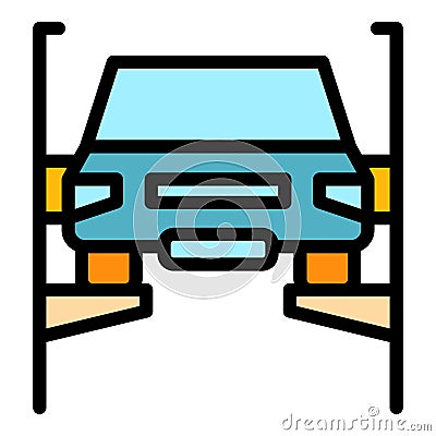 Car lifted icon color outline vector Vector Illustration