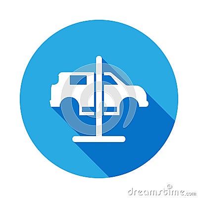 Car lifted icon with long shadow. Element of car repair services illustration. Signs and symbols icon for websites, web design, mo Cartoon Illustration