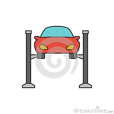 Car lifting flat line icon Vector Illustration