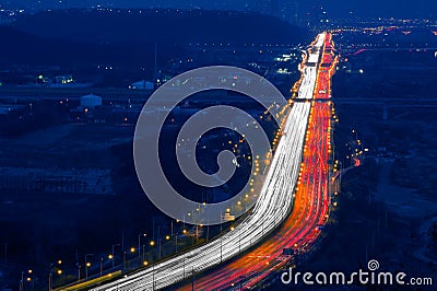 Car light trails. Stock Photo