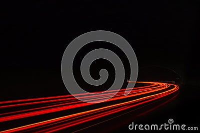 Car light trails in the tunnel. Stock Photo