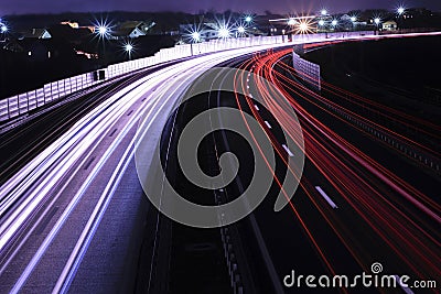 Car lights on a highway Stock Photo