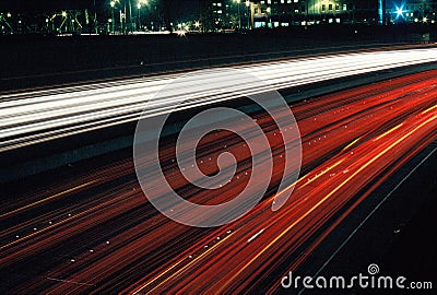 Car lights at night Stock Photo