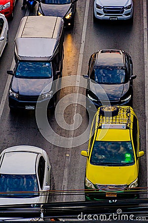 Car in the line , Thailand Bangkok Editorial Stock Photo
