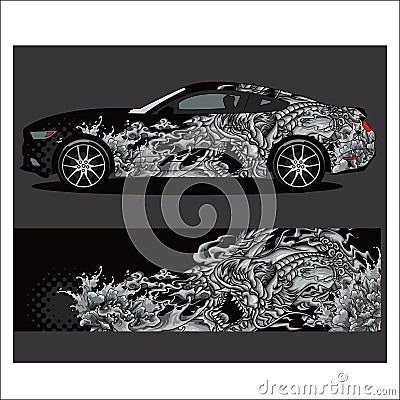 Car livery vector. abstract explosion with grunge Vector Illustration