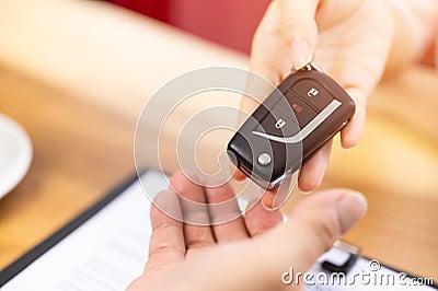 Car loan, contract agreement,buying and rent car Stock Photo