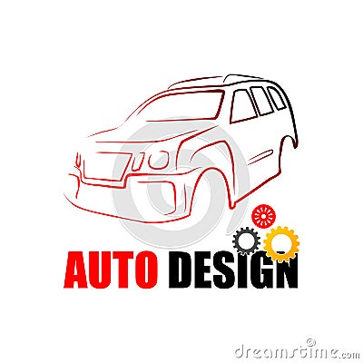 Abstract car design concept automotive topics vector logo design template Vector Illustration