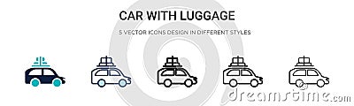 Car with luggage icon in filled, thin line, outline and stroke style. Vector illustration of two colored and black car with Vector Illustration