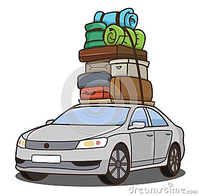 Car with luggage Vector Illustration