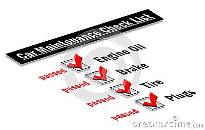 Car maintenance checklist Stock Photo