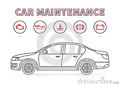 Car maintenance vector illustration on white background Vector Illustration