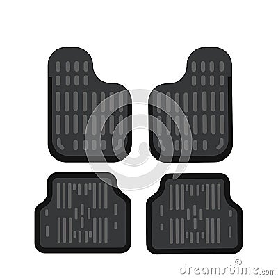 Car mats. Car floor carpet icon. Flat illustration. Rubber car mats under feet Cartoon Illustration