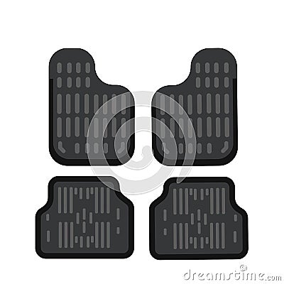 Car mats. Car floor carpet icon. Flat vector illustration. Rubber car mats under feet Cartoon Illustration
