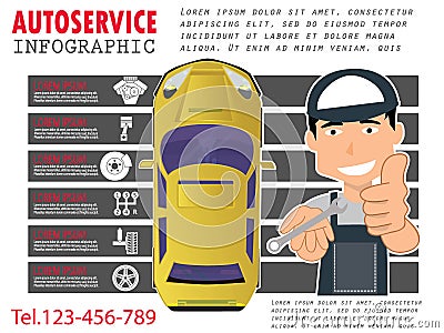 The car mechanic holds a finger Vector Illustration