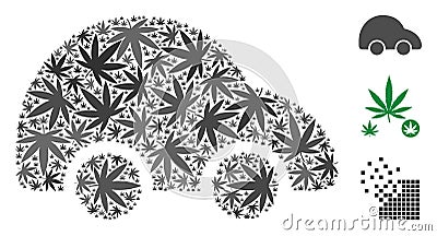 Car Collage of Marijuana Vector Illustration