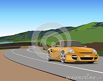 Car on mountain road Editorial Stock Photo