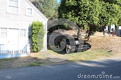 Car from the movie Fast and Furious, parked next to the house, scenery. Editorial Stock Photo