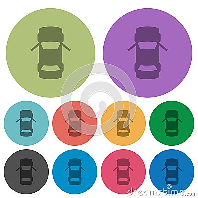 Car open front doors dashboard indicator color darker flat icons Vector Illustration