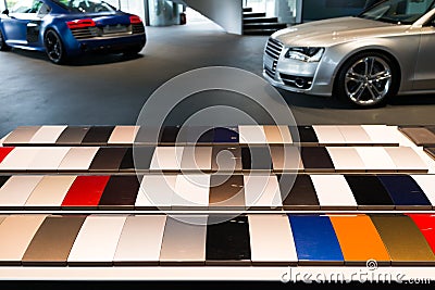 Car paint samples Stock Photo