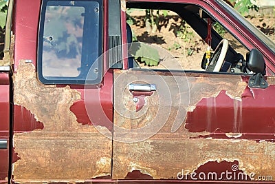 Car paint scrapes Stock Photo