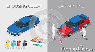 Car painting process Vector Illustration