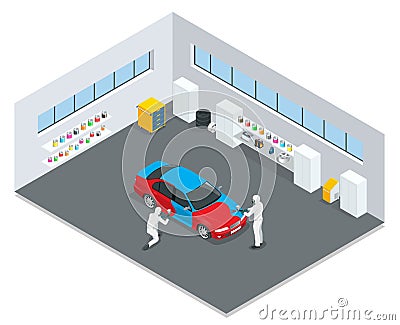 Car painting process Vector Illustration