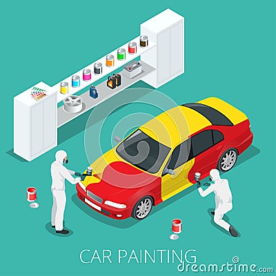 Car painting process Vector Illustration