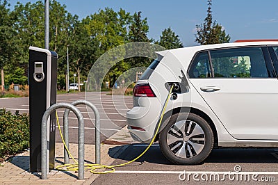 Car park with charging station for electric cars Stock Photo