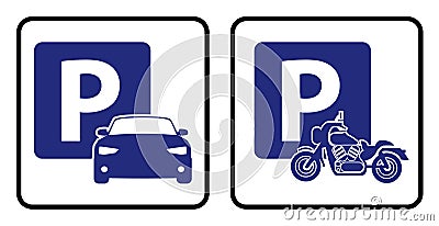 Car park icon and Bike park board Vector Illustration